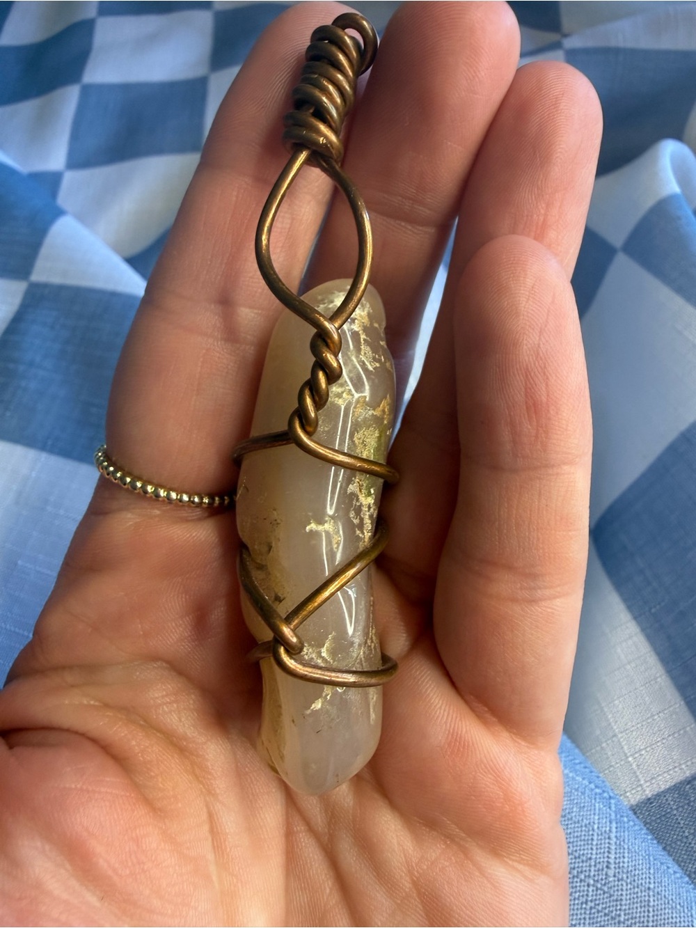 Handwoven Copper Wire Agate Pendant